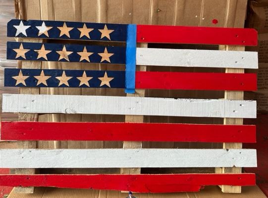 flag pallet painted with stars